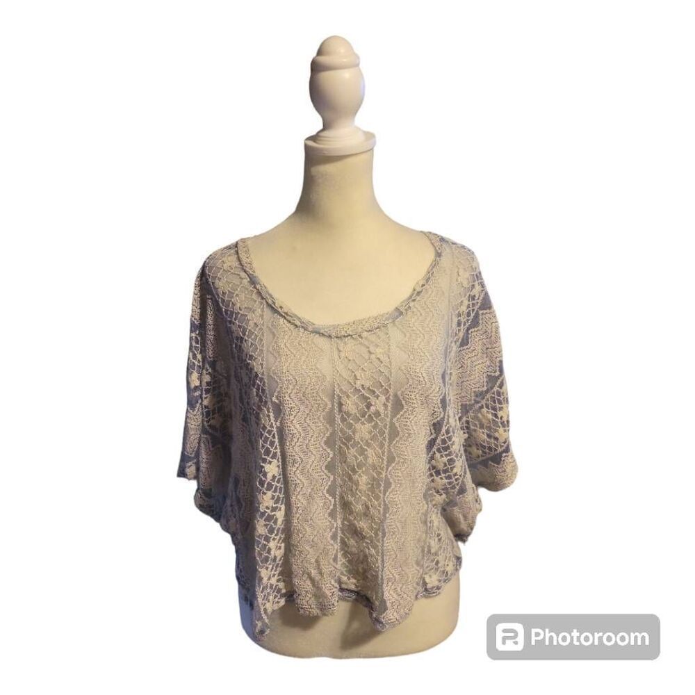 Black Poppy Women's Crochet Knit Top Size Small